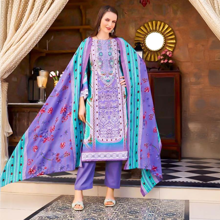 Purple  Cotton Casual Wear Salwar Kameez