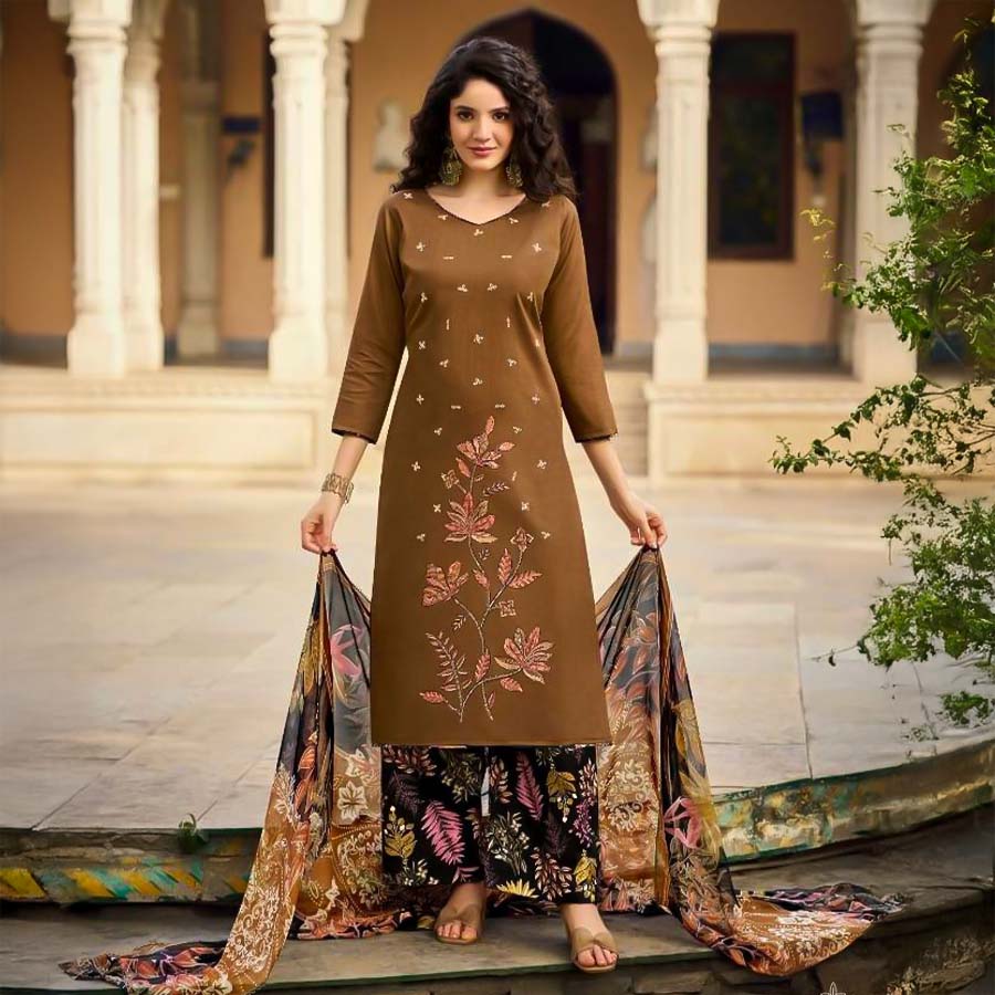 Brown  Jam Casual Wear Salwar Kameez