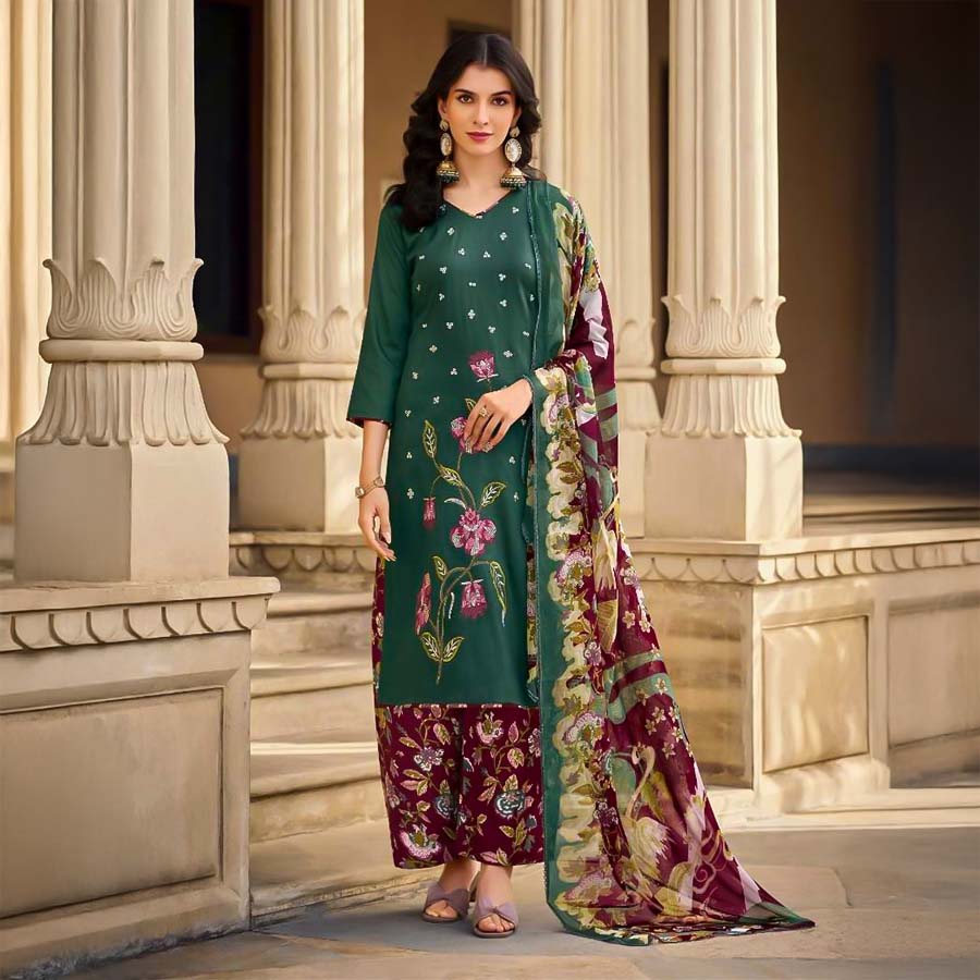 Green Jam Casual Wear Salwar Kameez