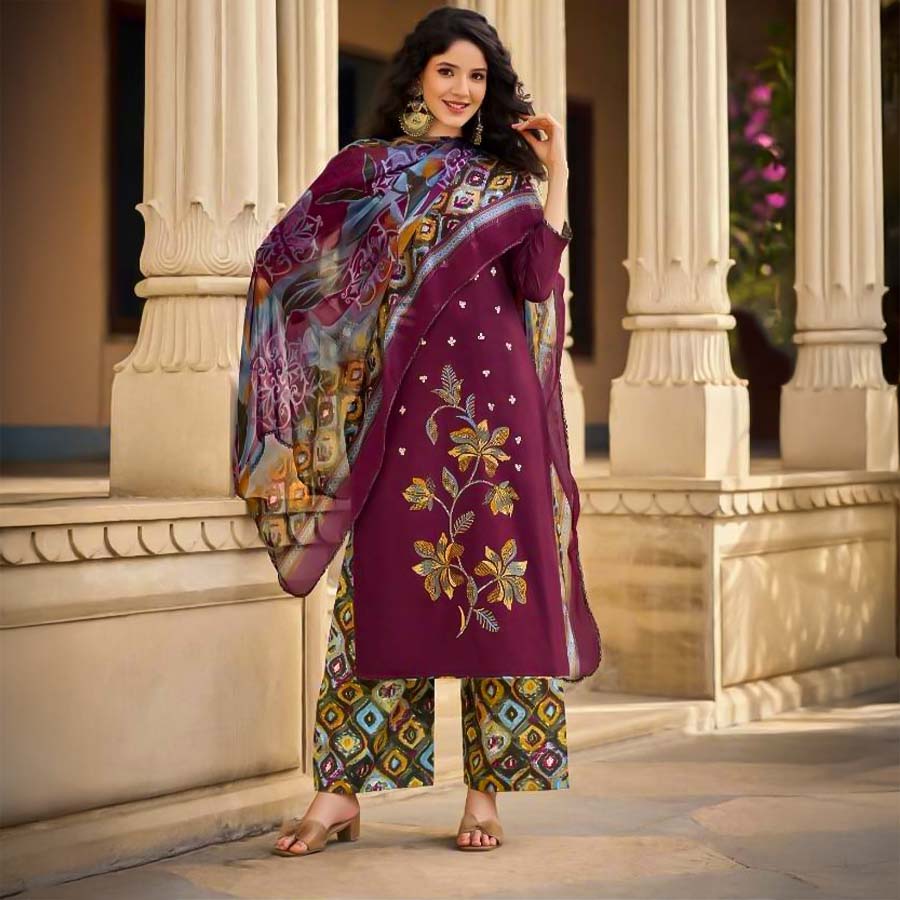 Magenta  Jam Casual Wear Salwar Kameez