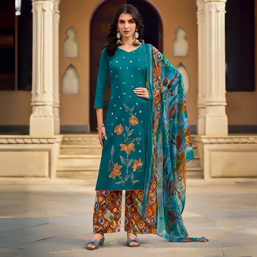 Green  Jam Casual Wear Salwar Kameez
