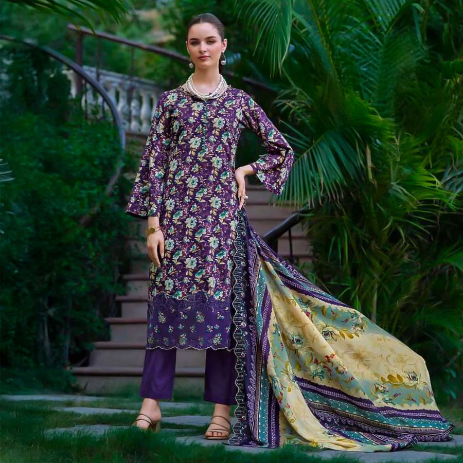 Violet  Cotton  Casual Wear Salwar Kameez