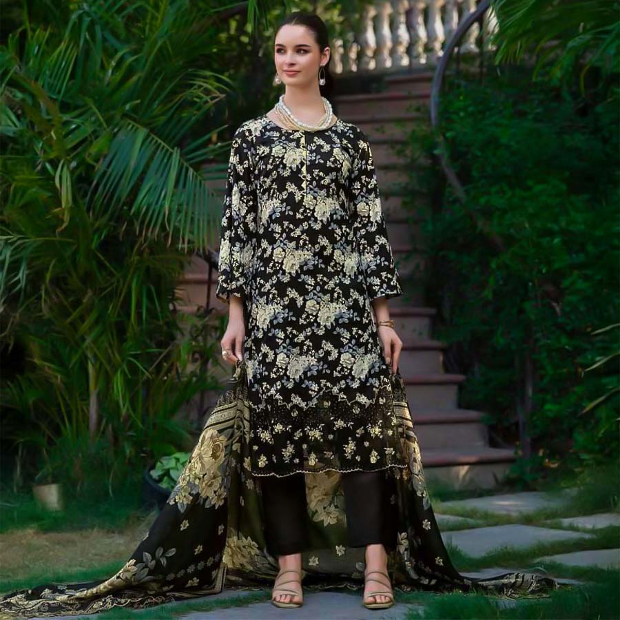 Black  Cotton  Casual Wear Salwar Kameez