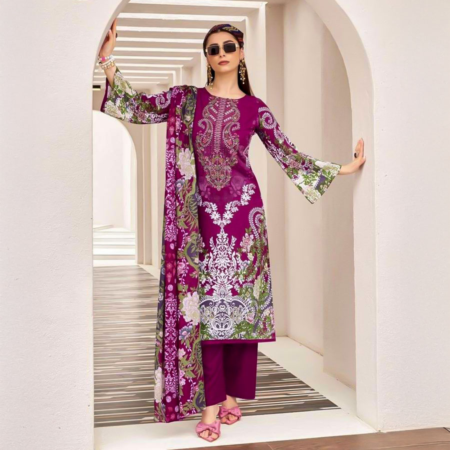 Magenta  Viscose Rayon Casual Wear Salwar Kameez