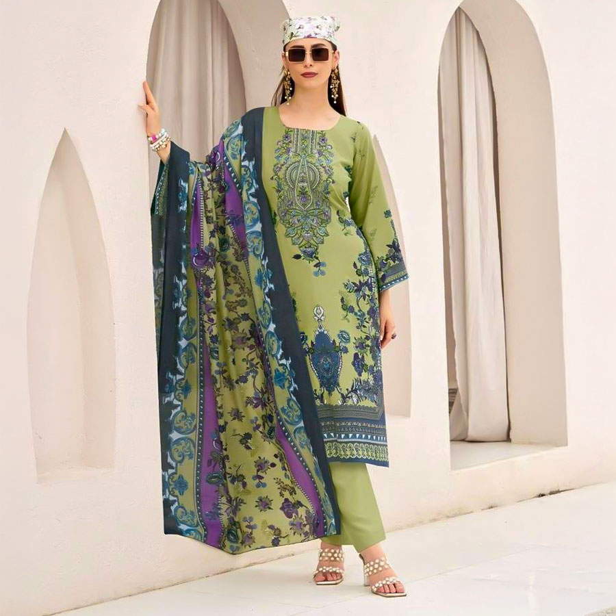Green  Viscose Rayon Casual Wear Salwar Kameez