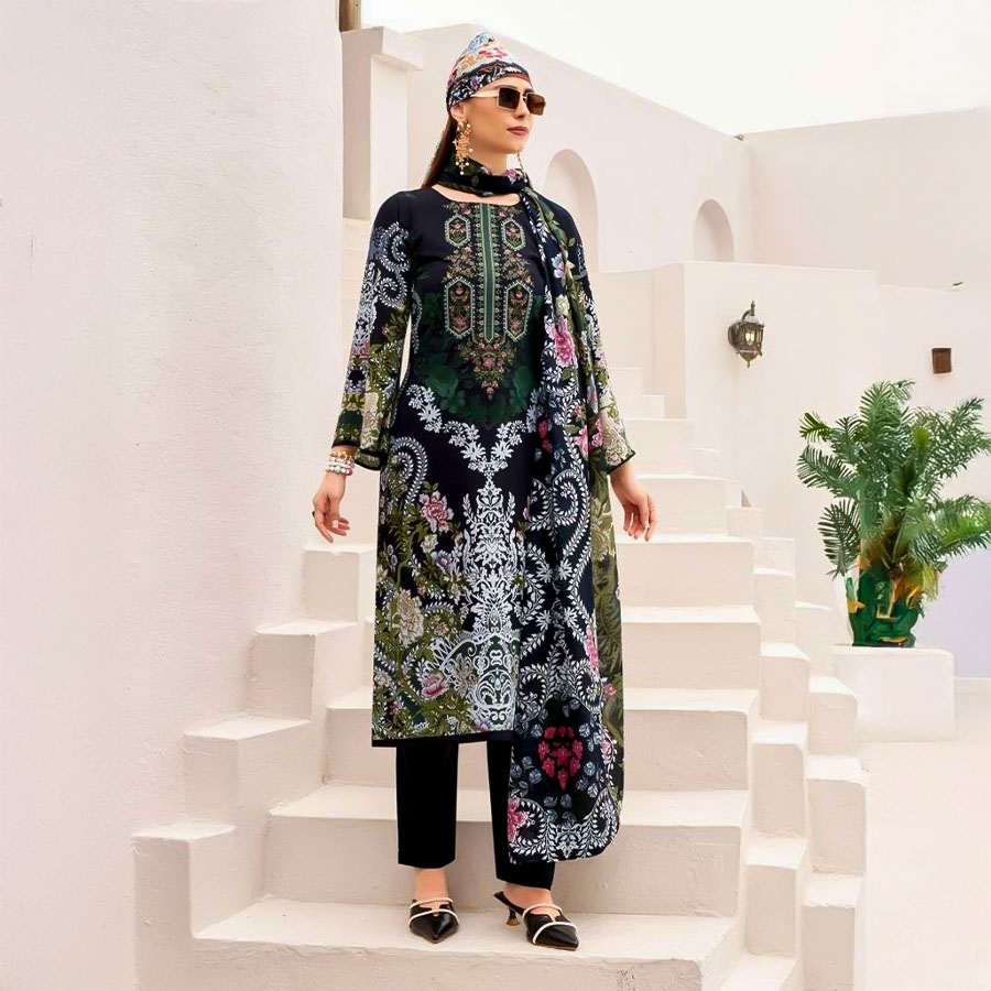 Black  Viscose Rayon Casual Wear Salwar Kameez