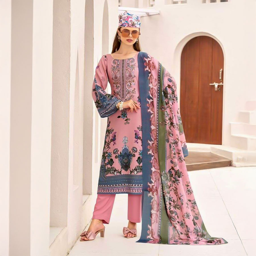 Pink  Viscose Rayon Casual Wear Salwar Kameez