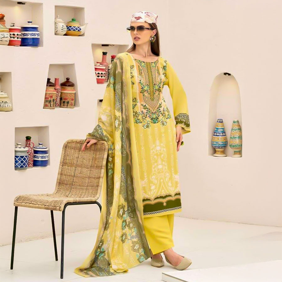 Yellow Viscose Rayon Casual Wear Salwar Kameez