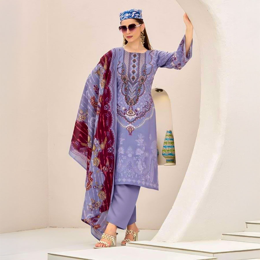 Purple Viscose Rayon Casual Wear Salwar Kameez