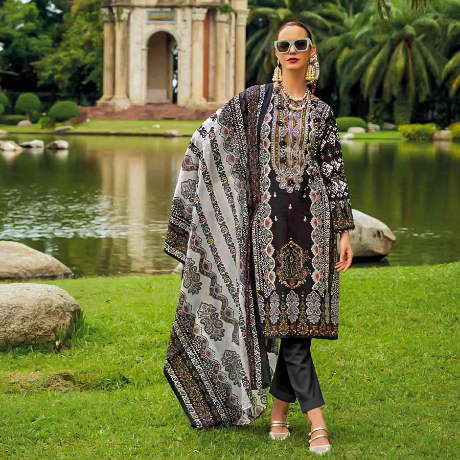 Black  Cotton Printed Salwar Kameez