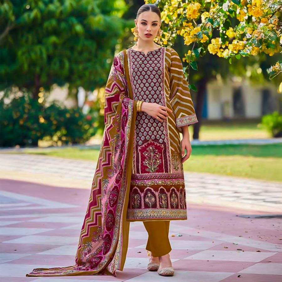 Yellow  Cotton Casual Wear Salwar Kameez