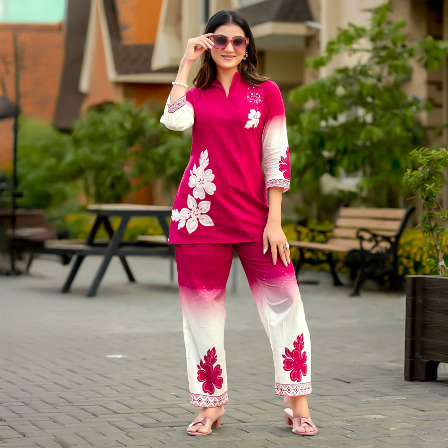 Magenta  Cottom Casual Wear Kurti