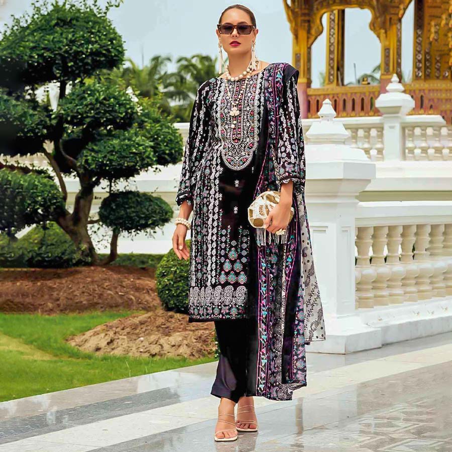 Black  Cotton Printed Salwar Kameez