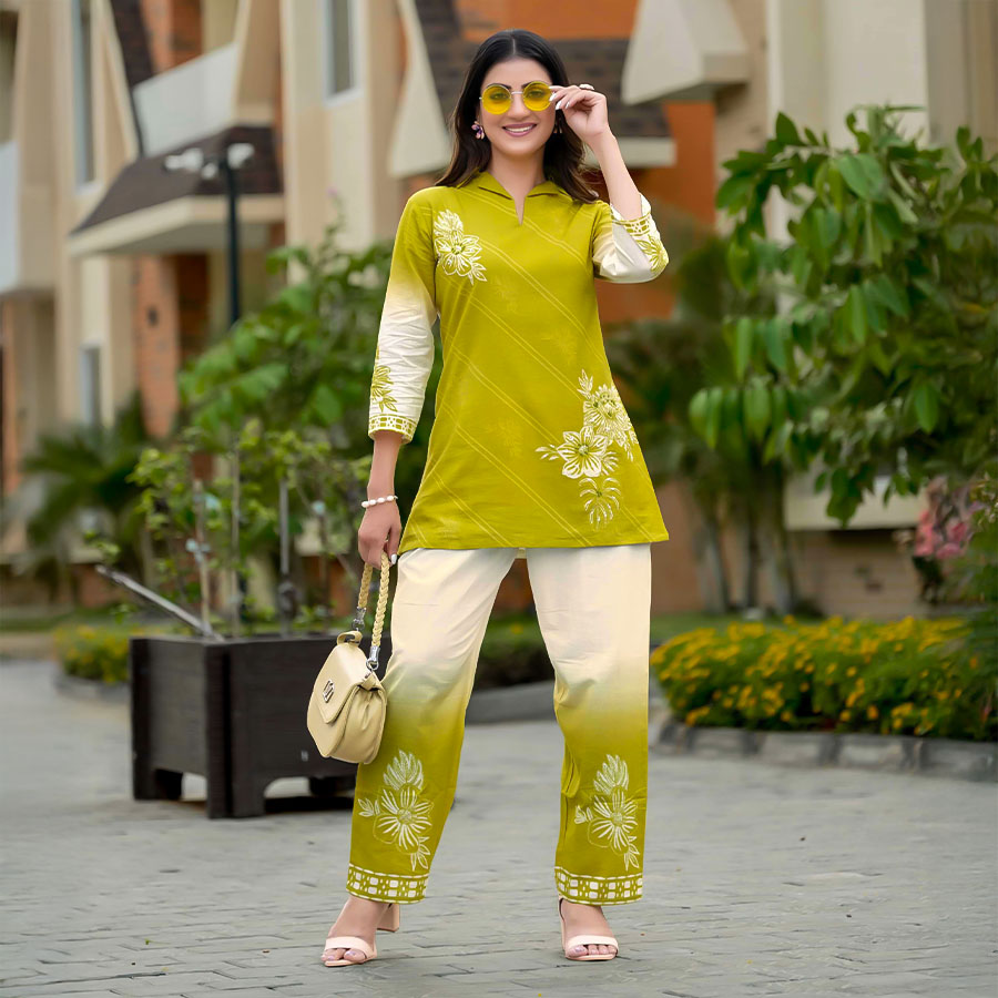Green  Cottom Casual Wear Kurti