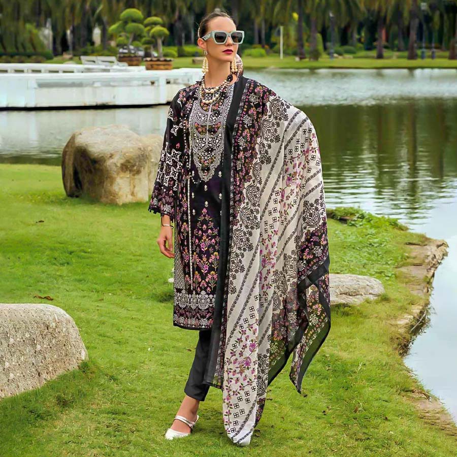 Black  Cotton Printed Salwar Kameez