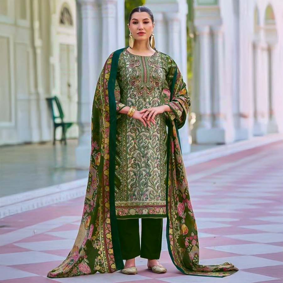 Green  Cotton Casual Wear Salwar Kameez