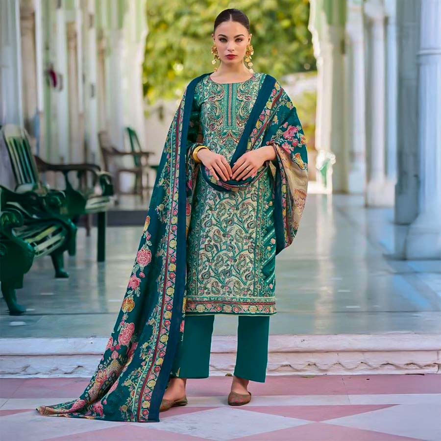 Green  Cotton Casual Wear Salwar Kameez