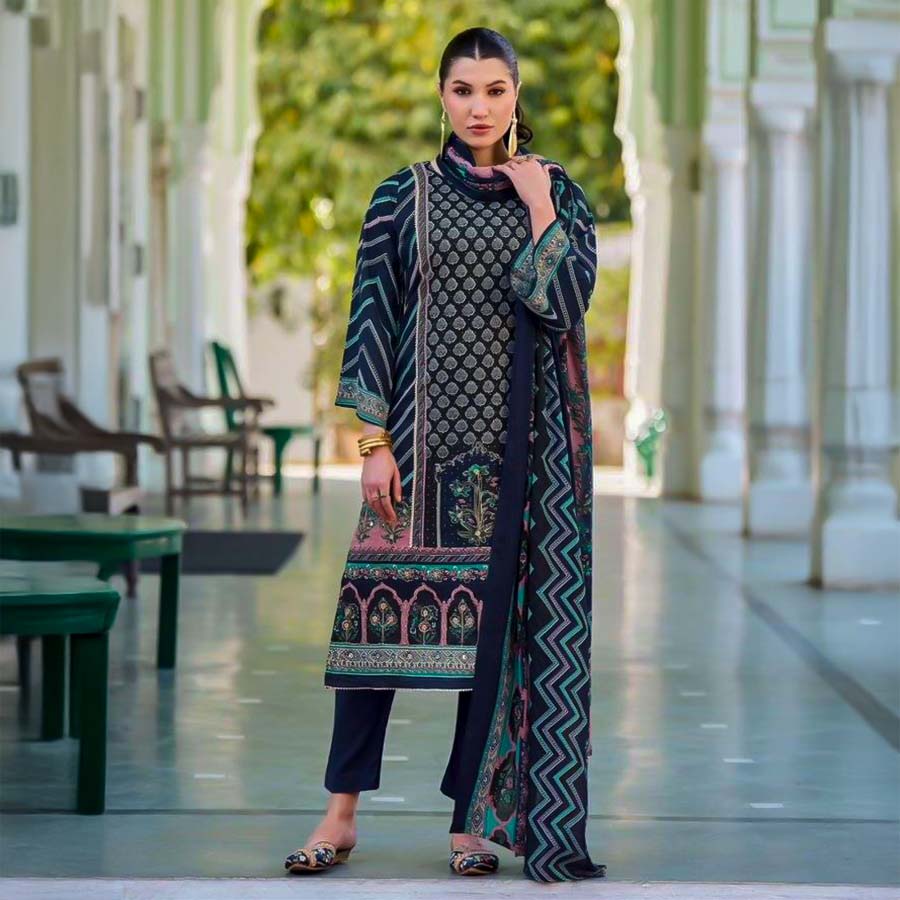 Blue Cotton Casual Wear Salwar Kameez