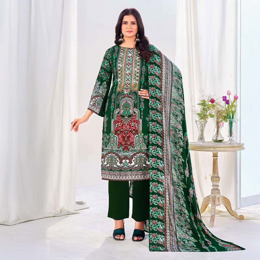 Green  Rayon Casual Wear Salwar Kameez