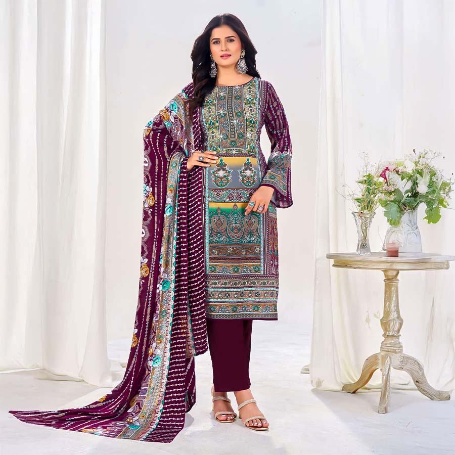 Violet  Rayon Casual Wear Salwar Kameez