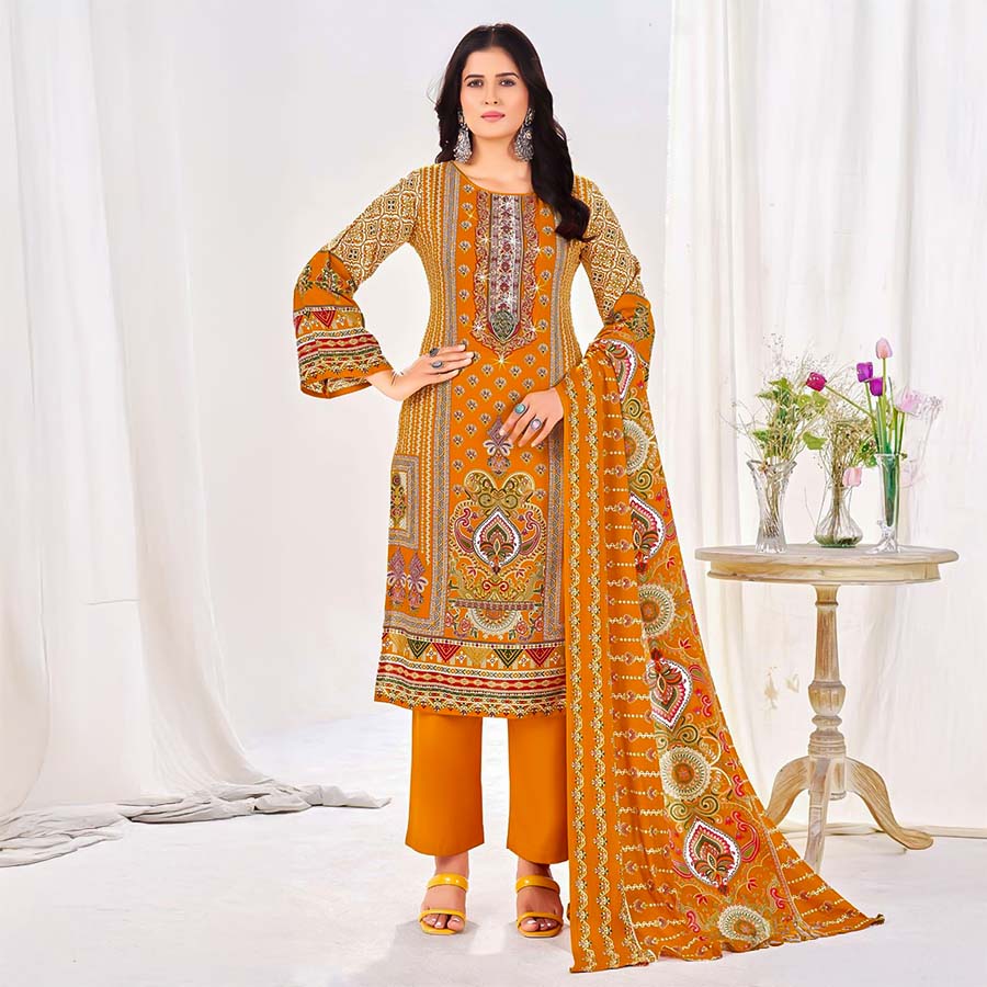 Yellow  Rayon Casual Wear Salwar Kameez
