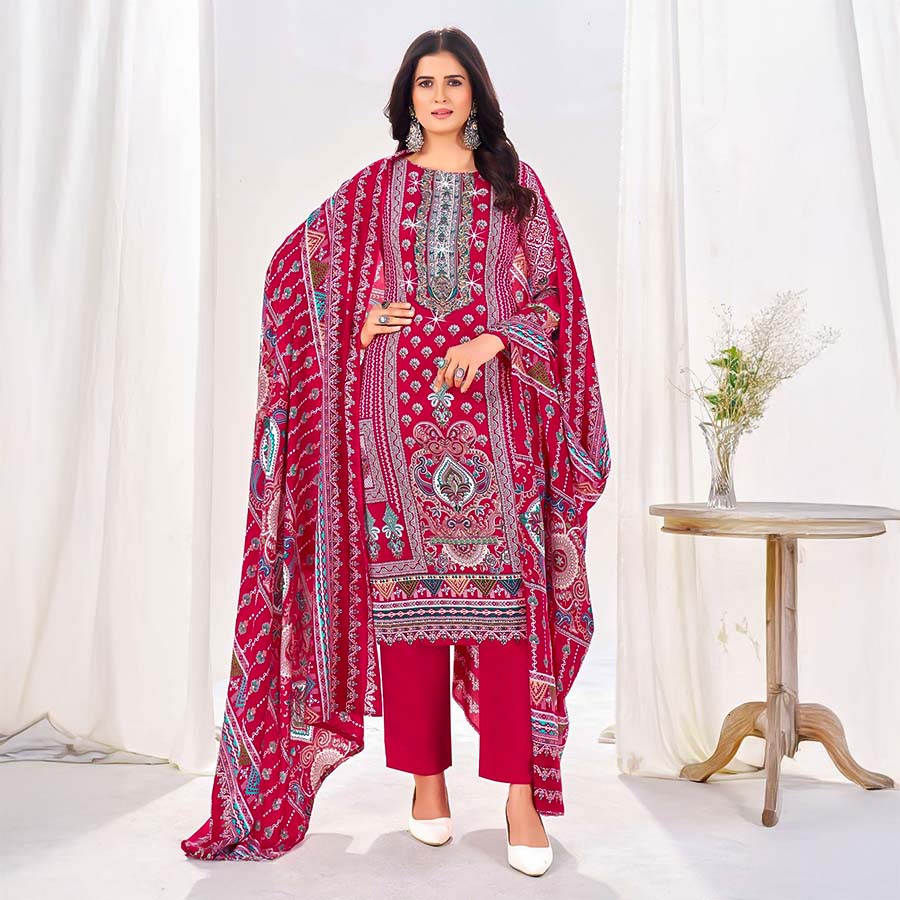 Magenta  Rayon Casual Wear Salwar Kameez