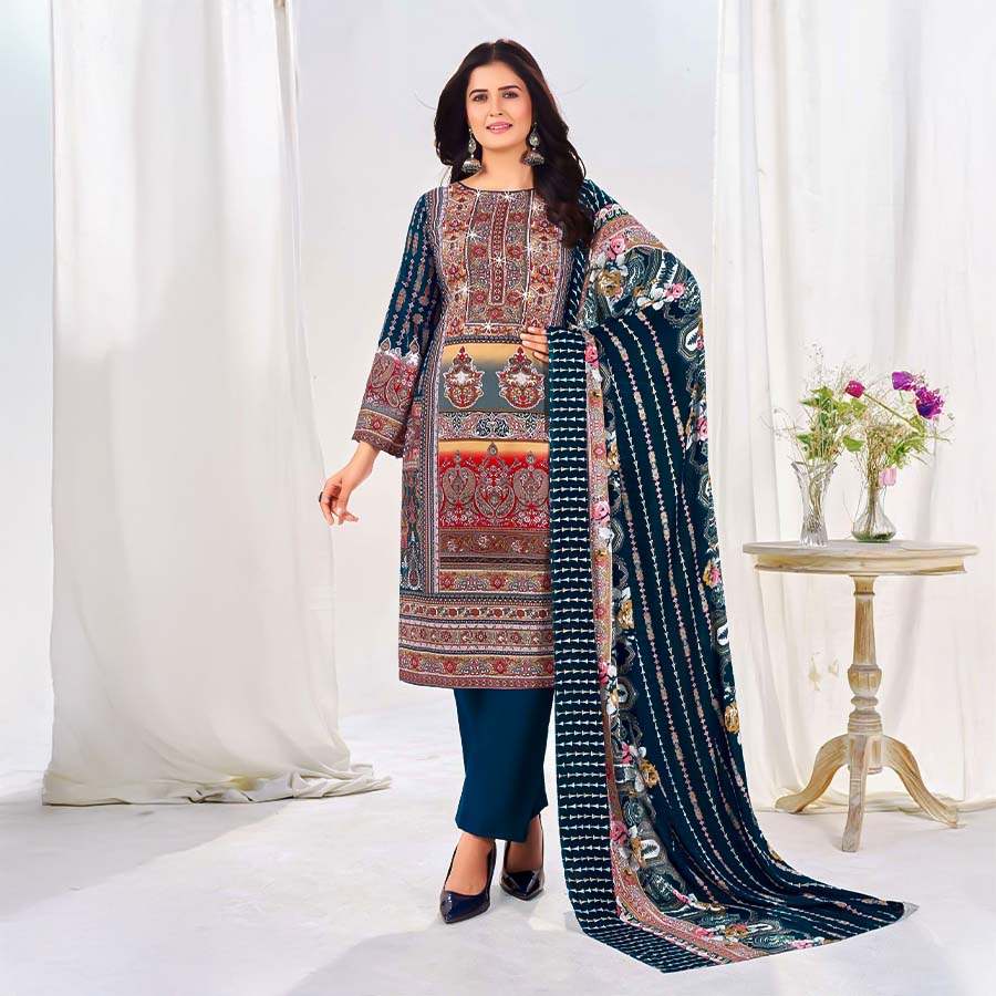 Blue  Rayon Casual Wear Salwar Kameez