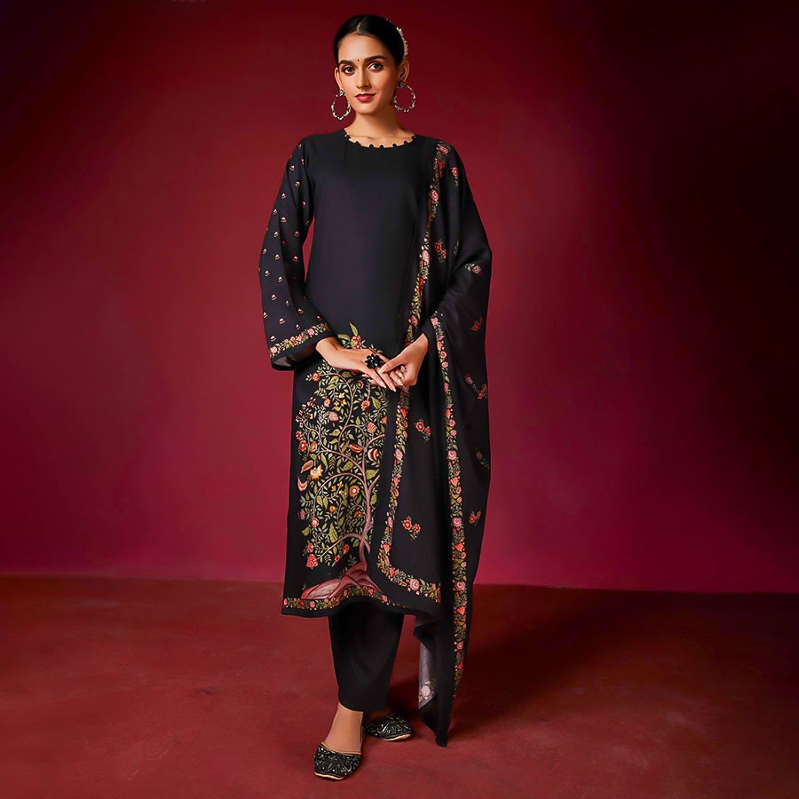 Black Silk Party Wear Salwar Kameez