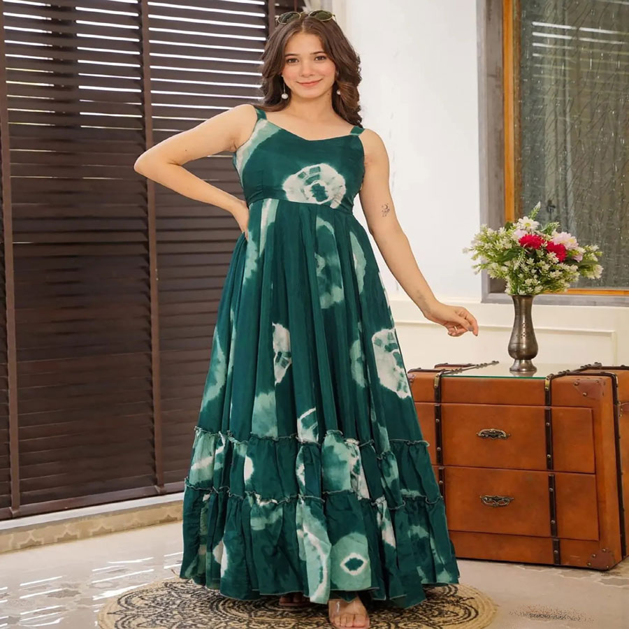 Teal Heavy Rayon Partywear Gown