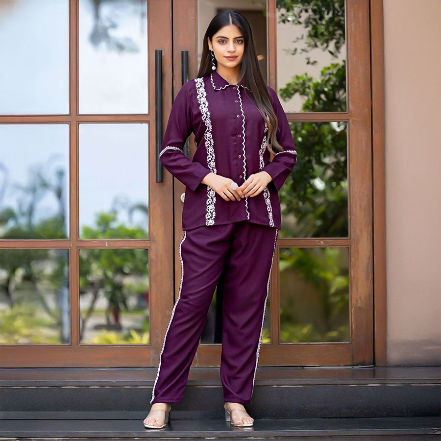 Violet Viscose  Casual Wear Kurti