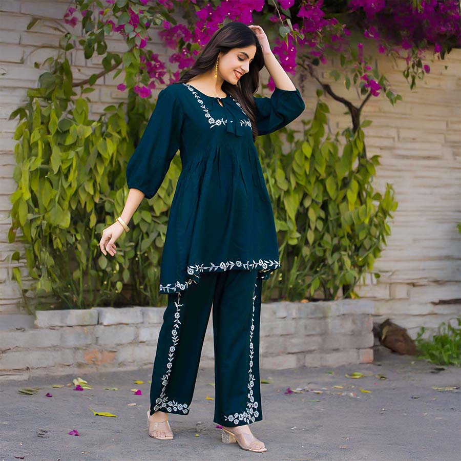 Green  Rayon Casual Wear Kurti