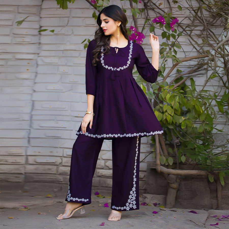 Violet Rayon Casual Wear Kurti