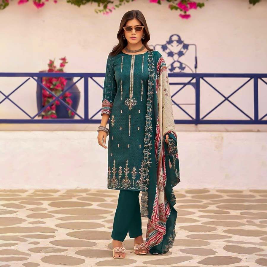 Green  Lawn Cotton Casual Wear Salwar Kameez