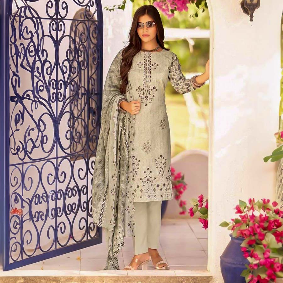 White  Lawn Cotton Casual Wear Salwar Kameez