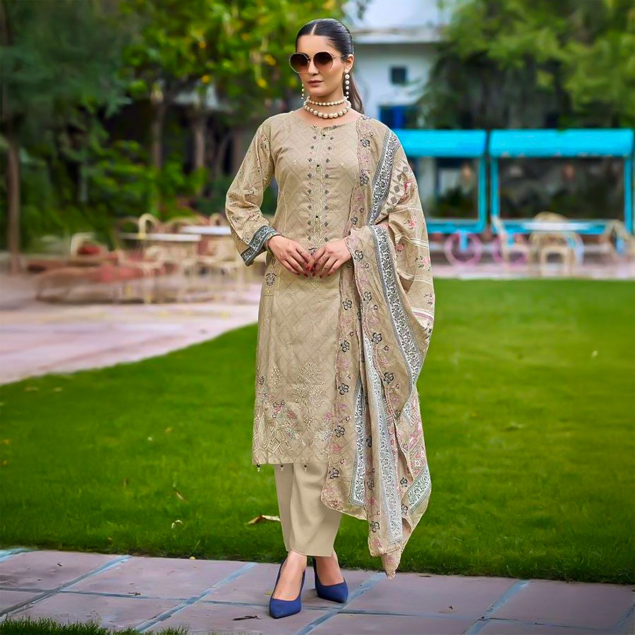 Yellow Lawn Cotton Casual Wear Salwar Kameez