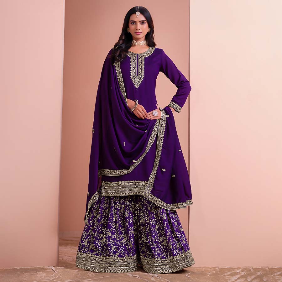 Purple  Silk Party Wear Salwar Kameez