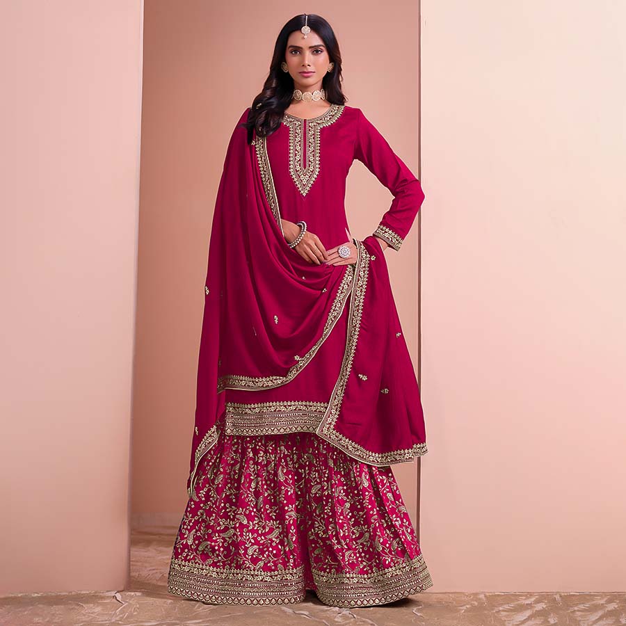 Red  Silk Party Wear Salwar Kameez