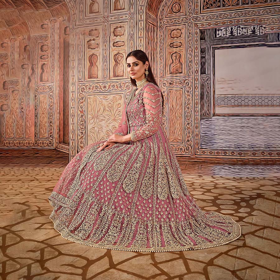 Pink Net Designer Salwaar Kameez