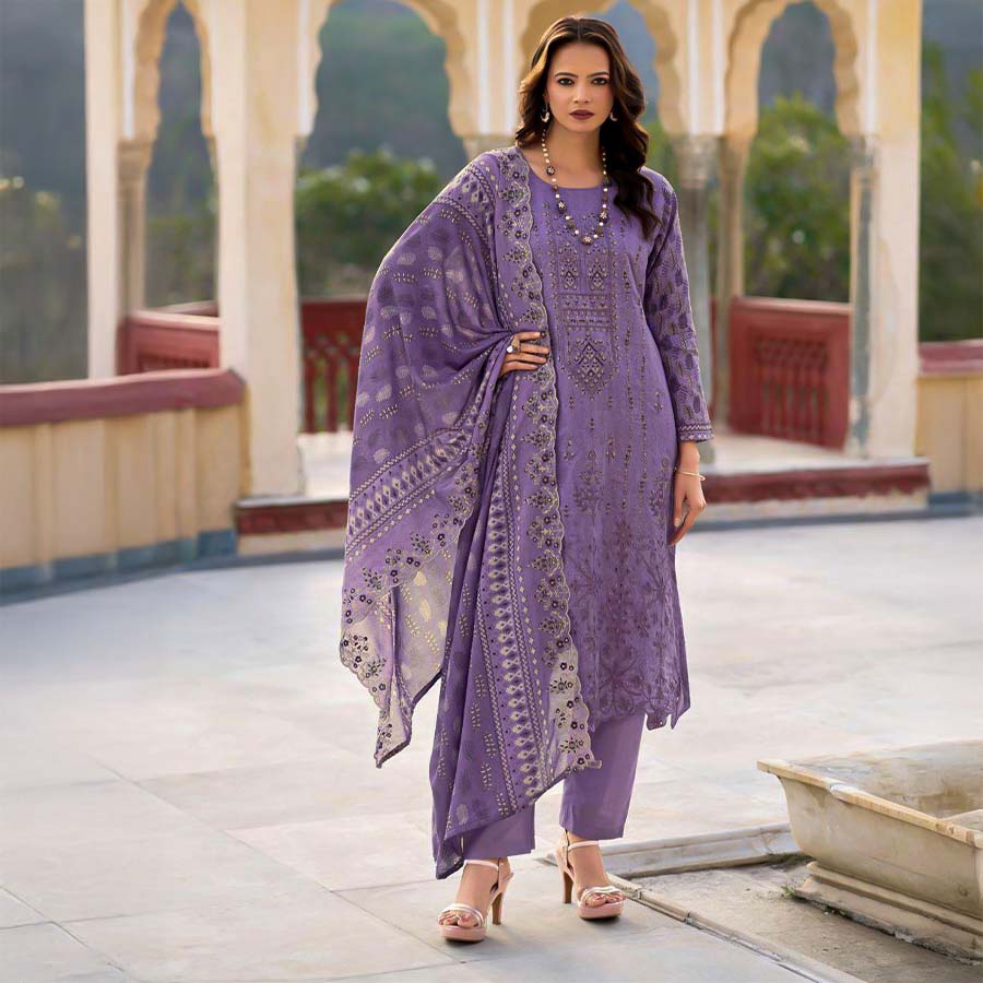 Purple  Cotton Casual Wear Salwar Kameez