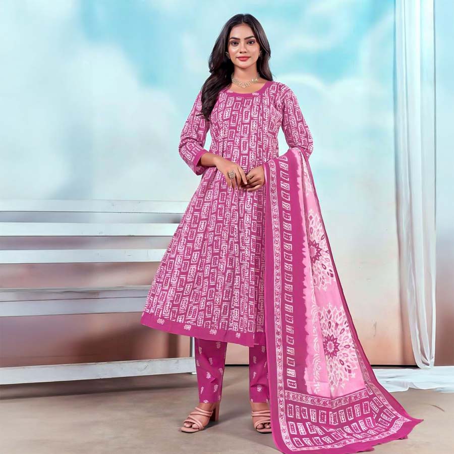 Purple  Cotton Casual Wear Salwar Kameez