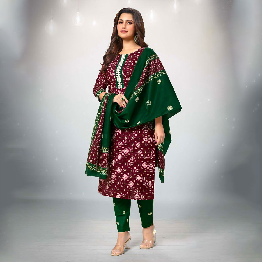 Brown Cotton Casual Wear Salwar Kameez