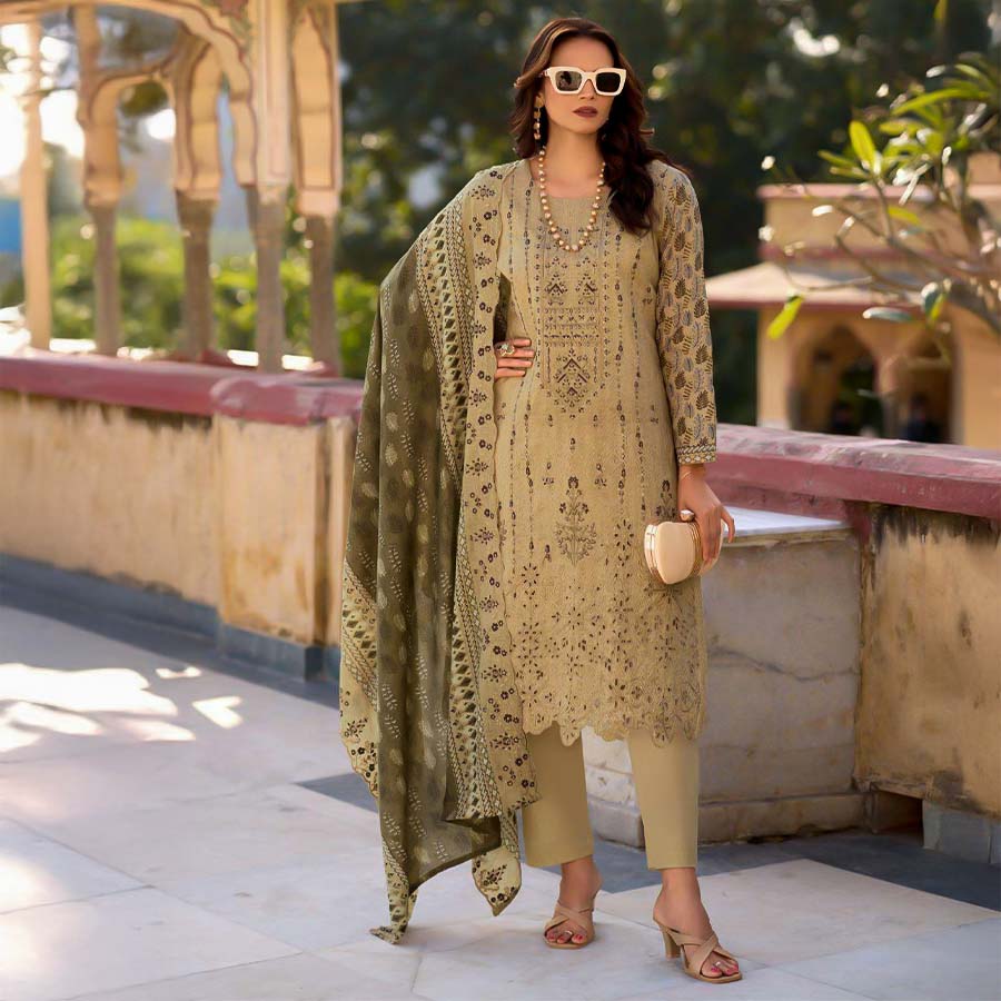 Green  Cotton Casual Wear Salwar Kameez
