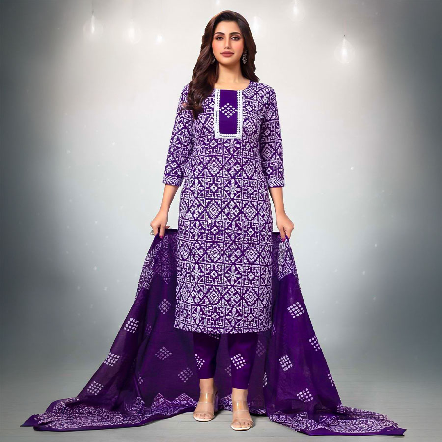 Purple Cotton Casual Wear Salwar Kameez