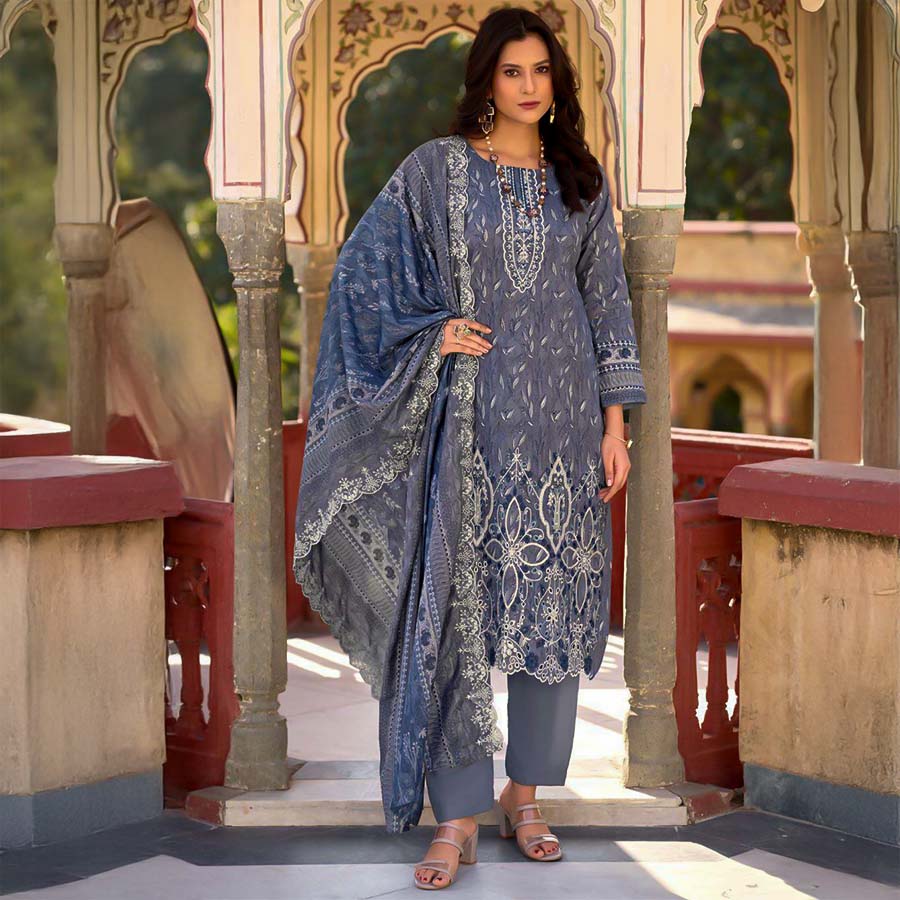 Blue Cotton Casual Wear Salwar Kameez