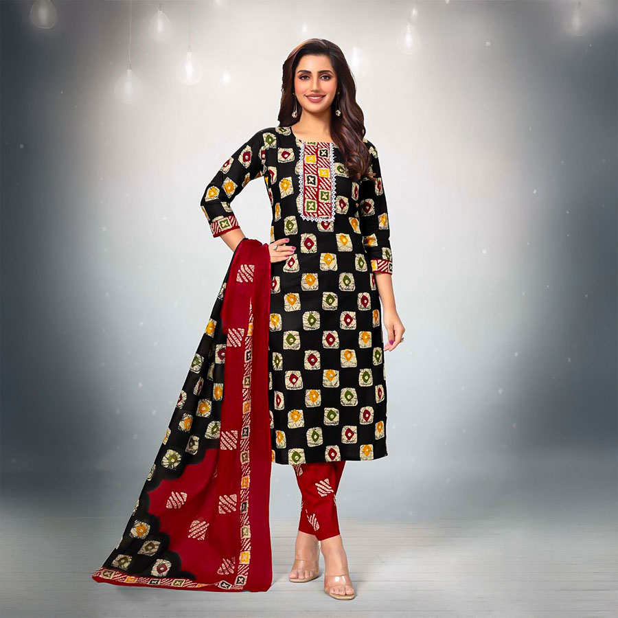Black Cotton Casual Wear Salwar Kameez
