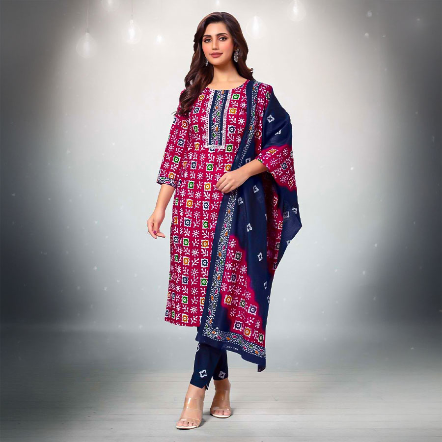 Magenta  Cotton Casual Wear Salwar Kameez