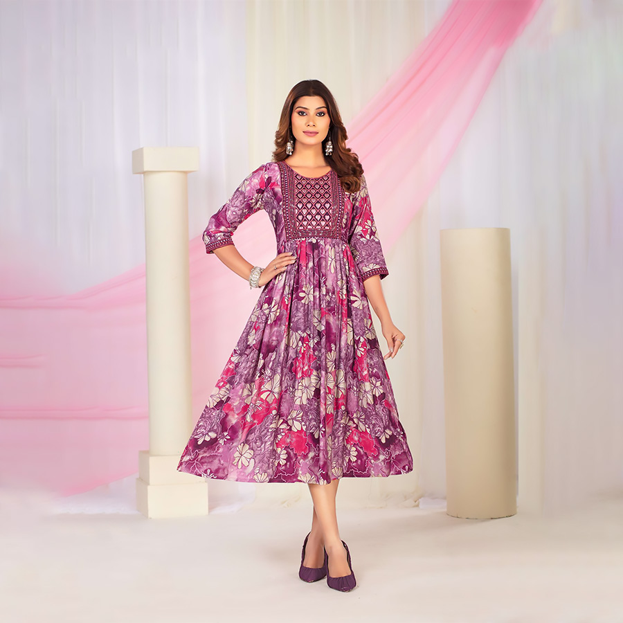 Purple Modal Printed Kurtis