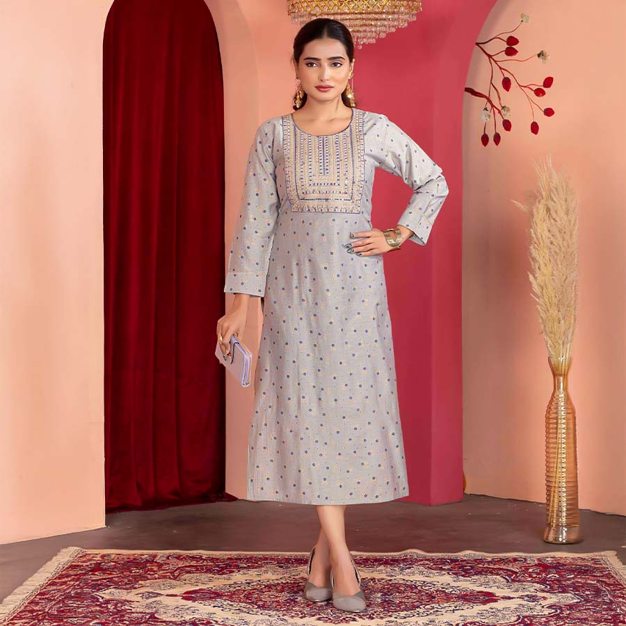 White  Vertican Casual Wear Kurti