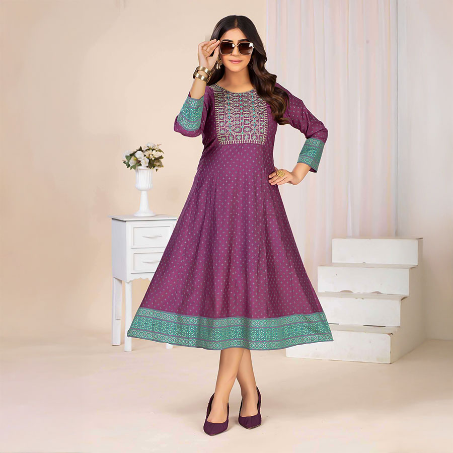 Purple  Chanderi Casual Wear Kurti