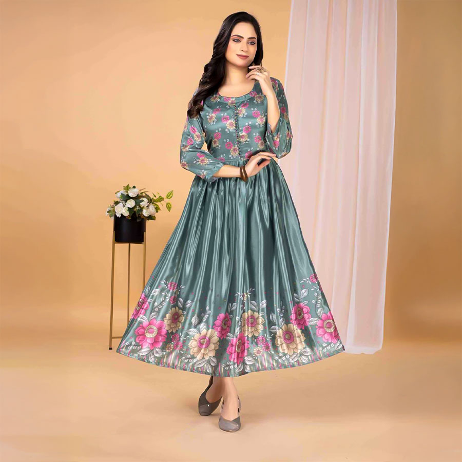 Grey  Stylon Silk Casual Wear Kurti